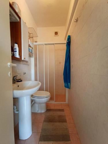 a bathroom with a sink and a toilet and a shower at App Casa Dei Pini - Bilocale in Capoliveri