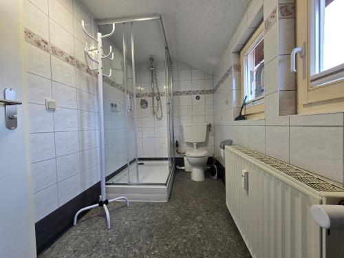 a bathroom with a shower and a toilet at Apartment - Tor zur Rhön in Vachat