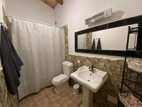a bathroom with a white toilet and a sink at The Paradise in Esporles
