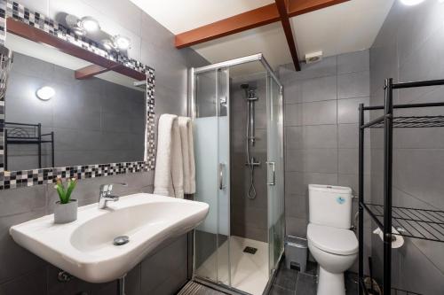 a bathroom with a sink and a toilet and a shower at Casa Matyas in Icod de los Vinos
