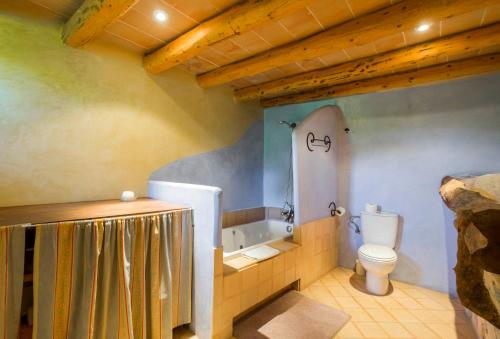 a bathroom with a toilet and a bath tub at Son Reus in Felanitx