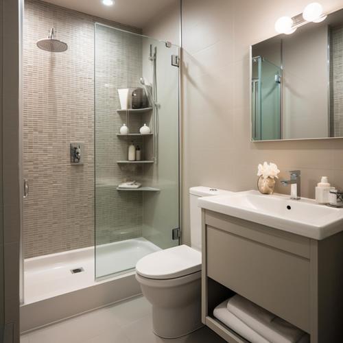 a bathroom with a toilet and a shower and a sink at EBENEZER Cottage in Discovery Bay