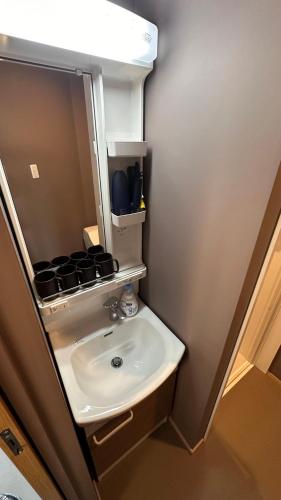 a bathroom with a sink and a mirror at WINN hotel in Tokyo