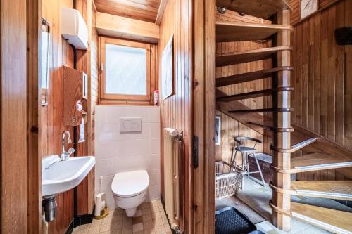 a bathroom with a toilet and a sink at Chalet Franclair in Samoëns