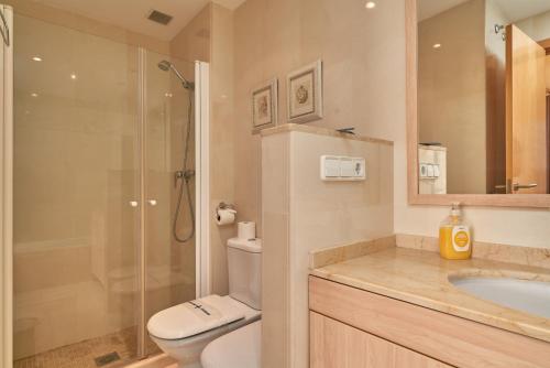 a bathroom with a toilet sink and a shower at Casa Fuentes 2 B2 in Almuñécar