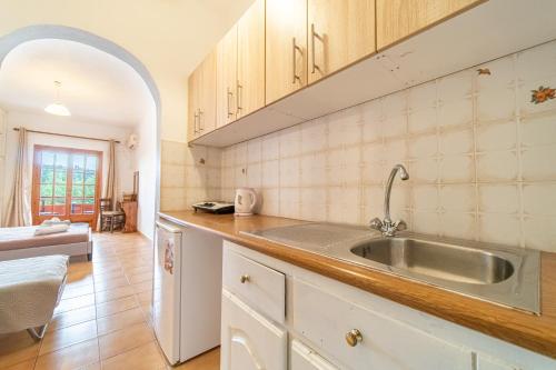 a kitchen with a sink and a counter top at Arianna Studio Ground Floor 2 in Paleokastritsa