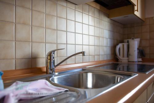 a stainless steel sink in a kitchen at Apartment 2 - Zur Sonne in Laion
