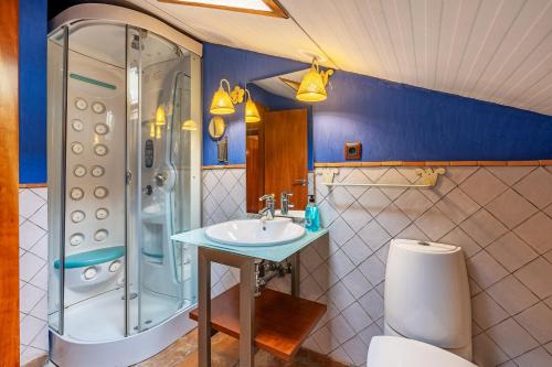 a bathroom with a sink and a shower at Le Chalet Sierra Nevada in Monachil