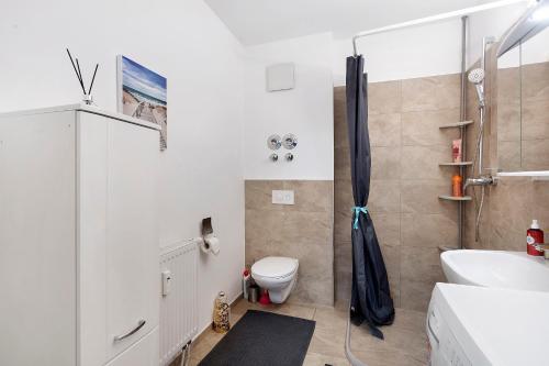 a bathroom with a toilet and a sink at Domus Lux 53 in Bad Säckingen