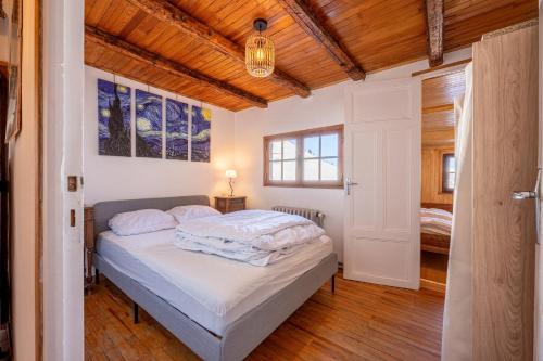 a bedroom with a bed in a room at Chalet les aiguilles in Albiez-Montrond