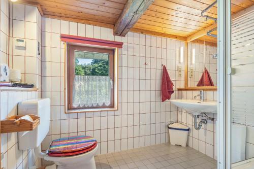 a bathroom with a toilet and a sink at Ferienwohnung Spormann in Braunlage