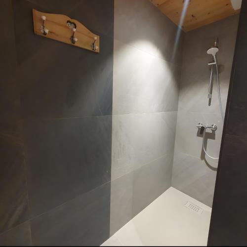 a bathroom with a shower stall with a toilet at L'échappée Belle - Chatel in Châtel