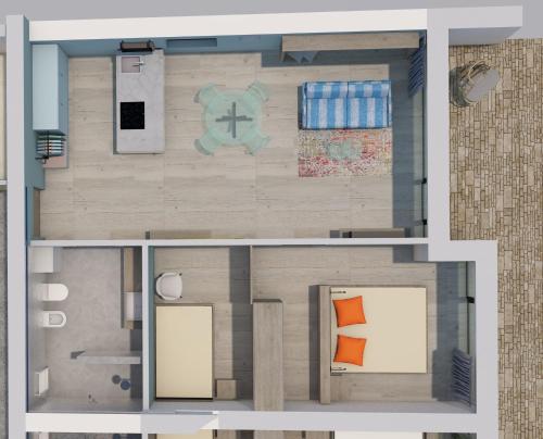 a floor plan of a small apartment with a bedroom at Valentinerhof Apt Air in San Michele