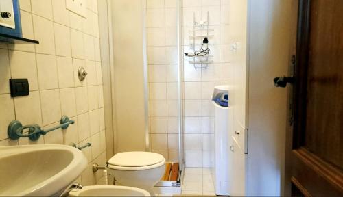 a bathroom with a toilet and a sink at Antelao Relax a Vinigo in Vinigo