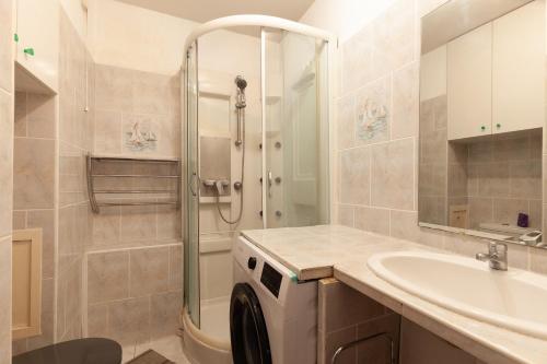 a bathroom with a sink and a shower at Studio Sanary in Sanary-sur-Mer