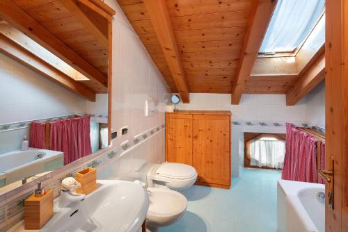 a bathroom with a white sink and a toilet at Dimora La Rocca in Daiano