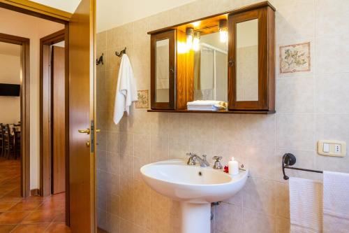 a bathroom with a sink and a mirror at Trilo Begonia in Marina di Grosseto