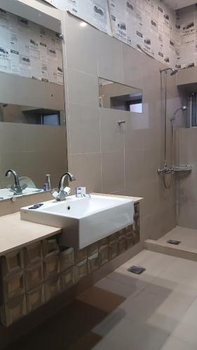 a bathroom with a sink and a mirror at Hotel Royal One in Multan