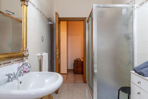 a bathroom with a sink and a shower at Poggio Loccano in Montevarchi
