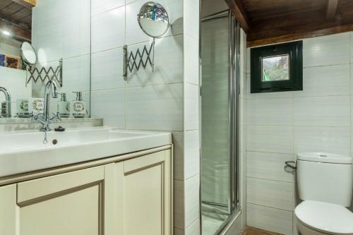 a bathroom with a sink and a toilet and a shower at Casa Irene in Teror