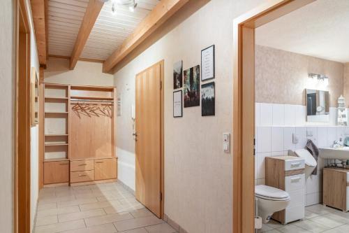 a bathroom with a toilet and a sink at Ferienwohnung 2 Hof Schäfer in Waldeck
