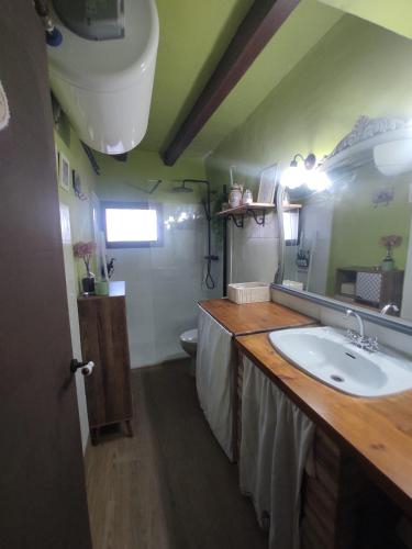 a bathroom with a sink and a mirror at Priorat Tranquil in Lloá