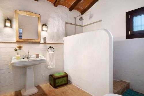 a bathroom with a sink and a mirror at Casa De Los Pintores Facinas in Facinas