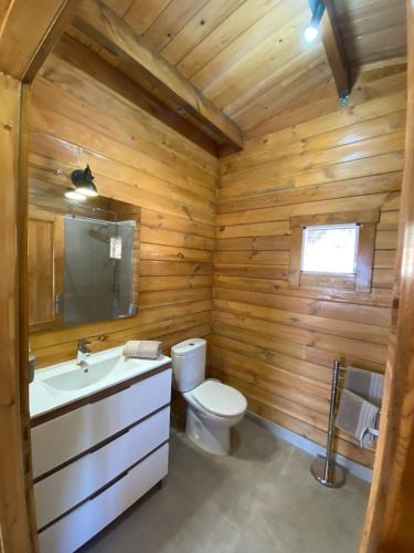 a bathroom with a toilet and a sink at Miralvalle in El Gastor