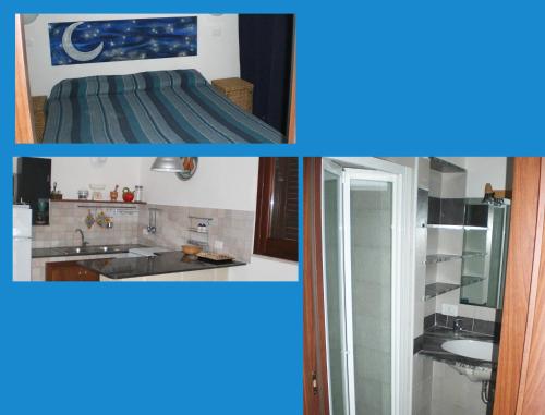 two pictures of a kitchen with a sink and a mirror at Isola Di Favignana in Favignana