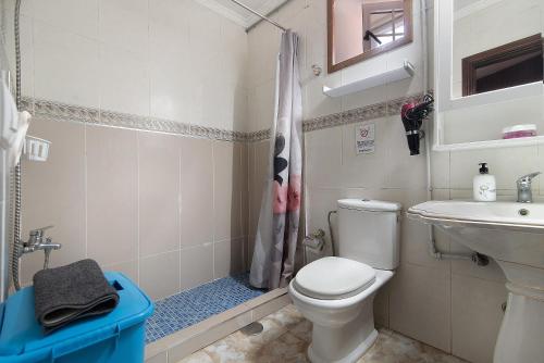 a small bathroom with a toilet and a sink at Vivienda V Torres 1 in Vega de San Mateo