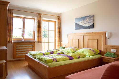 a bedroom with a bed in a room with a window at Ferienwohnungen Krapfenalm in Wagrain