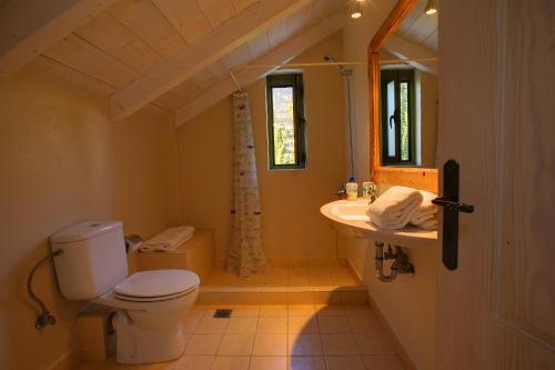 a bathroom with a toilet and a sink at Villa Telina Ideales Resort in Kefallonia