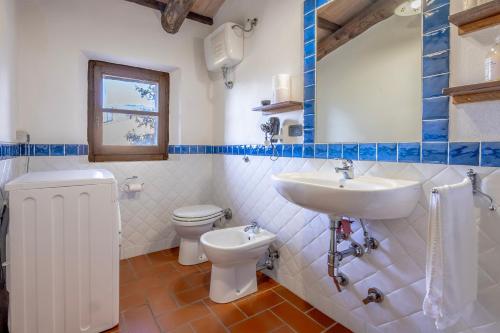 a bathroom with a sink and a toilet at Genziana in Arcidosso