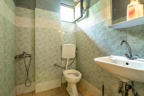 a bathroom with a sink and a toilet at Vangelis studio 2 in Kefalonia