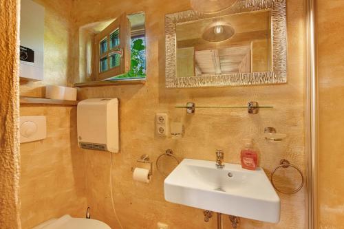 un bagno con lavandino e WC di Tiny Hideaway Bayerischer Wald a Sankt Englmar