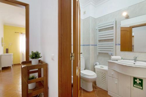 a bathroom with a toilet and a sink at Algarvio ao Sol in Conceição