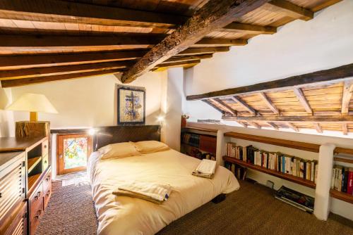 a bedroom with a bed and a book shelf at Villa Casablanca in Montferrer