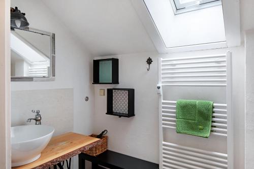 a bathroom with a sink and a mirror at Feldbergstern in Feldberg