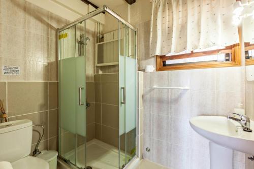 a bathroom with a shower and a toilet and a sink at Casa Victor - Apartment 3 in La Orotava