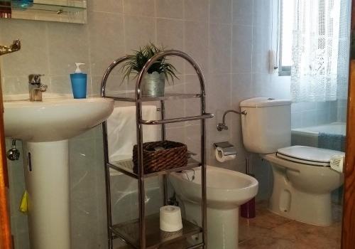 a bathroom with a toilet and a sink at Casa rural El rincón de Gredos in Navaluenga