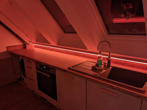 a kitchen with a sink and a counter top at Hof Grübler in Klipphausen