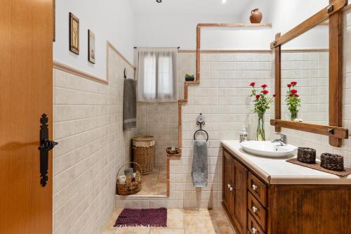 a bathroom with a sink and a shower at Casa Villa Pinale Álora in Alora