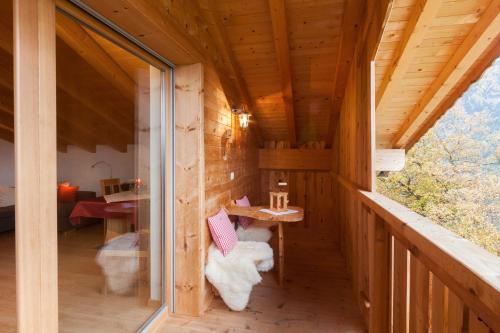 a view of the inside of a wooden house at Raffreiderhof Apt Fichte in Luson