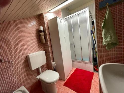 a bathroom with a toilet and a sink and a window at Residence Gigi Complex Manerba in Manerba del Garda