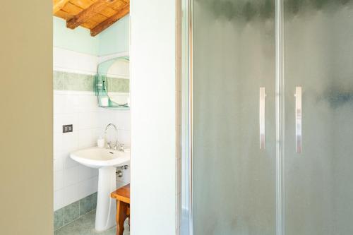 a bathroom with a shower and a sink at La Casina di Elisa in Montecarlo