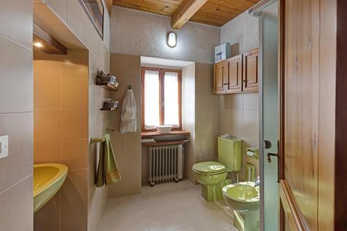 a bathroom with a green toilet and a sink at Al Pinone in Crevoladossola