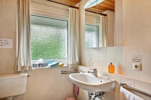 a bathroom with a sink and a window at Stecher's Hüsli in Titisee-Neustadt