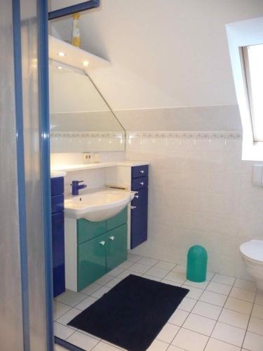 a bathroom with a sink and a toilet at NTBM36104-FeWo-Swalkennest in Neue Tiefe Fehmarn