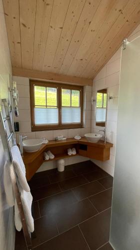 a bathroom with a sink and a tub and a toilet at Neumaier's Hotel in Biberach bei Offenburg