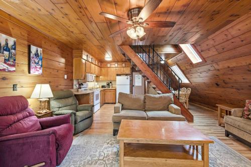 a living room with a couch and a table at Chalet #39 in Stevensville